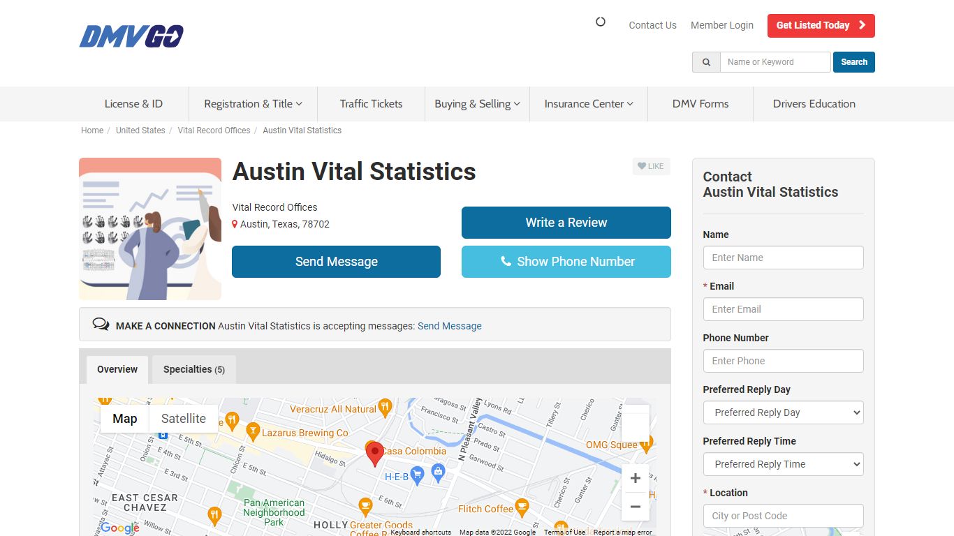 Austin Vital Statistics - Vital Record Offices - DMV Services - DMVGO.com